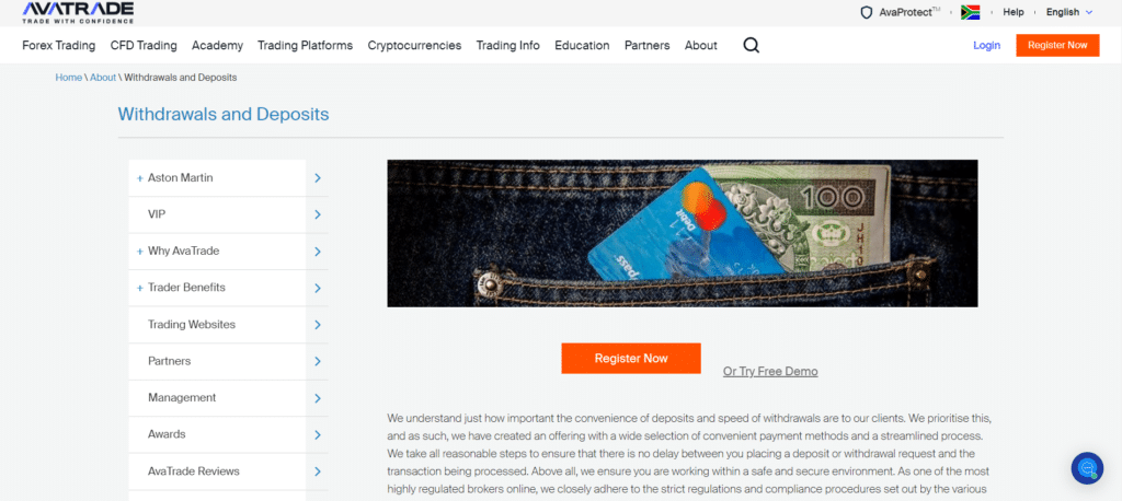 Deposits and Withdrawals AvaTrade