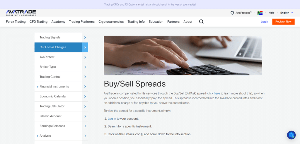 Spreads and Fees AvaTrade